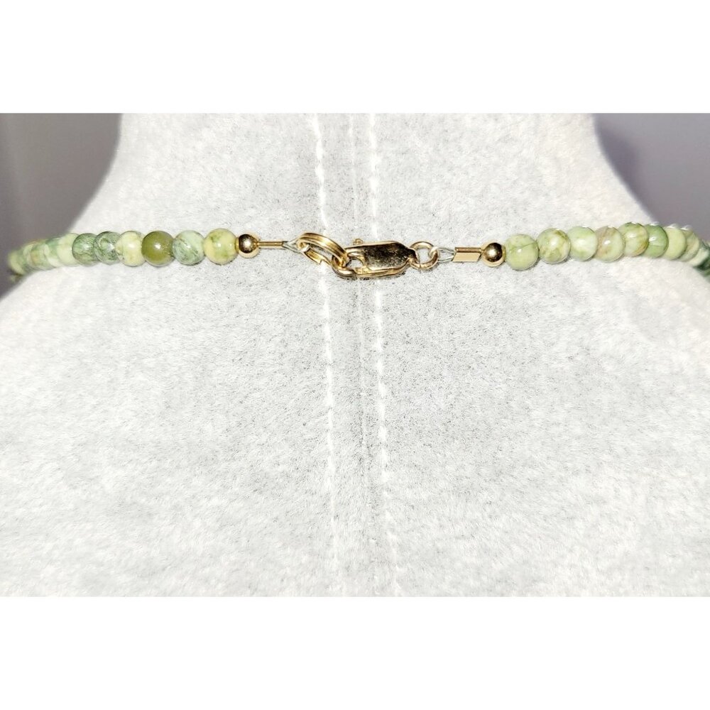 Atlantisite and Malachite Gemstone Necklace Triangular Pendants Beaded Design 16 - Picture 3 of 5